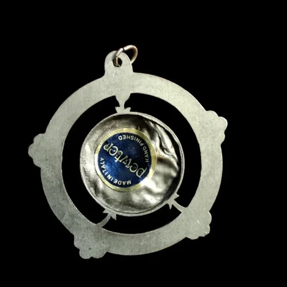 VINTAGE MADONNA PENDANT NECKLACE ITALY MOTHER & CHILD CHRIST -PEWTER-RELIGIOUS - Picture 2 of 4